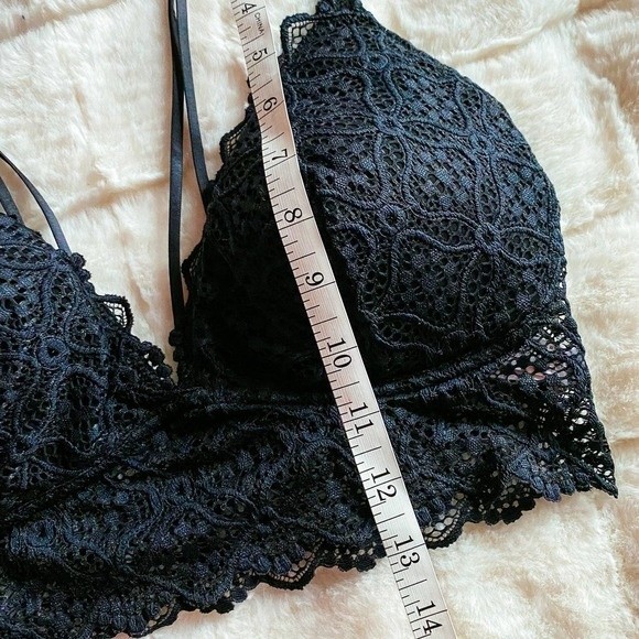 Auden Dark Navy Blue Lightly Padded Lined Lace Strappy Bralette Large - Picture 11 of 12